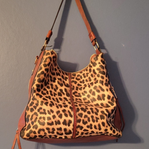 Leopard Print Leather Shoulder Bag - Picture 1 of 6